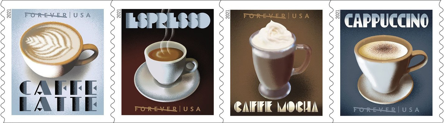 2021 Espresso Drinks Coffee Forever stamps | Tool Stamps US Postage Stamps
