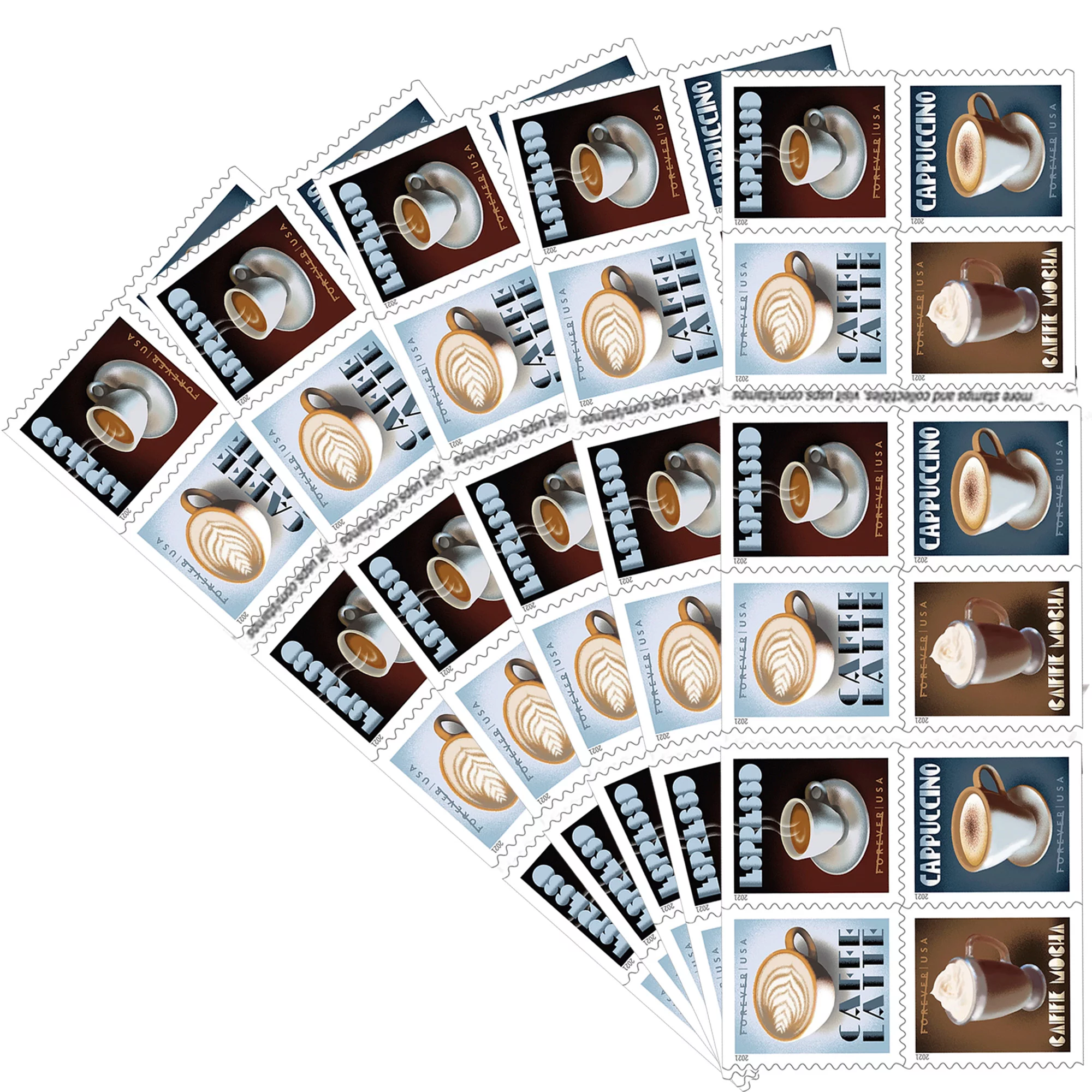 2021 Espresso Drinks Coffee Forever stamps | Tool Stamps US Postage Stamps