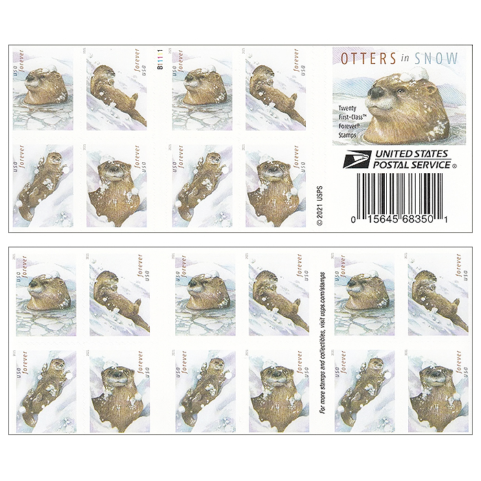 2021 Otter in the Snow Forever®Stamp | Tool Stamps US Postage Stamps