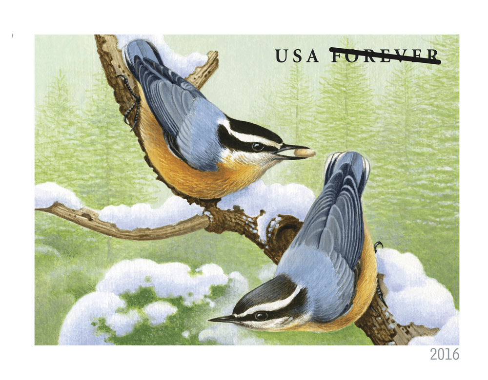 2016 Forever Stamps Songbirds In Snow | Tool Stamps US Postage Stamps