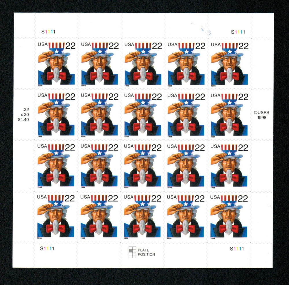 1998 Uncle Sam Stamps 100 PCS - Forever Stamps