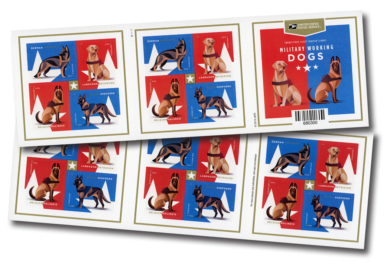 2019 Military Working Dogs Stamps 100 PCS - Forever Stamps