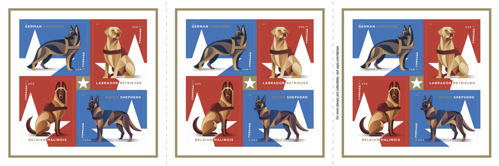 2019 Military Working Dogs Stamps 100 PCS | Tool Stamps US Postage Stamps